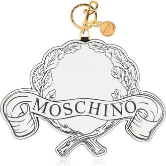 Moschino Accessoires, Heren, Wit, ONE Size, Leer, Leren Sleutelhanger
