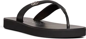 Gucci Womens Platform Thong Sandals Black Nappa Leather Lambskin