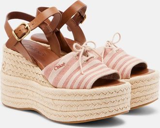 Chlo&eacute; Chlo&eacute; Striped canvas espadrille wedge sandals