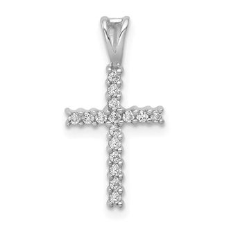 Diamond2Deal 10K White Gold 1/6ct. Diamond Latin Cross Pendant