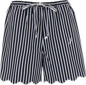 Patou Geborduurde katoenen Bermuda shorts - Dames - Bermuda - Blauw - S - Katoen - Korte Broeken