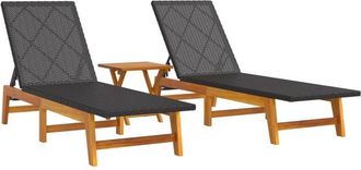 vidaXL Set De Muebles De Jard&iacute;n 3 Piezas Rat&aacute;n Sint&eacute;tico Madera Acacia Vidaxl