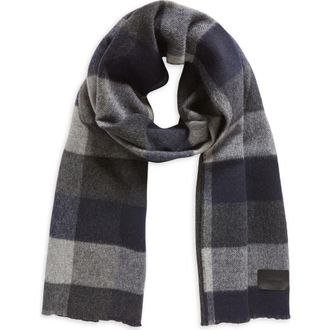 Vince Check Double Face Wool & Cashmere Scarf in Black Coastal at Nordstrom Rack