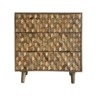 Jaipur Furniture Geometric 2+2 Drawer Chest of Drawer - Mango Wood - L45 x W90 x H96 cm - Mango Light Finish in Brown