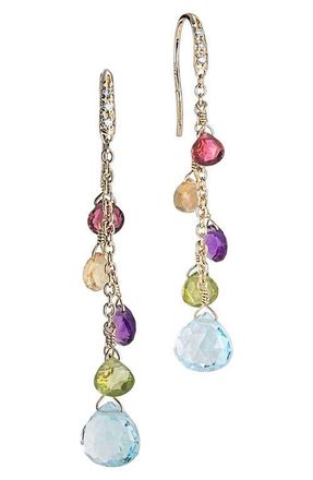 Marco Bicego Paradise 18K Yellow Gold Diamond & Mixed Semiprecious Stone Medium Drop Earrings at Nordstrom
