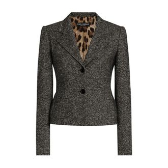 Dolce & Gabbana Grijze Jasjes met Revers en Knoopsluiting - Dames - Blazers - Grijs - L - Jassen