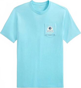 Southern Tide Mens Beach Cheers Short Sleeve T-Shirt In Tropical Breeze Blue