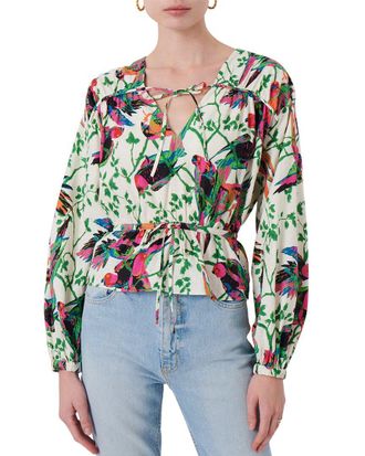 Derek Lam Breanna Gathered Linen-Blend Top