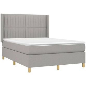 vidaXL Vidaxl - Cama Box Spring Colch&oacute;n Y Luces Led Tela Gris Claro 140x200 Cm