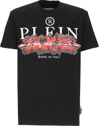 Philipp Plein T-shirt Ronde Hals SS PP Glass - Heren - T-shirts - Zwart - L - Katoen - Tops