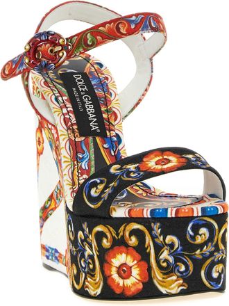 Dolce & Gabbana Womens Multicolor Viscose Wedge Sandals