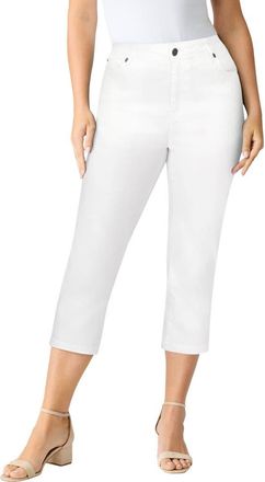 Roaman's Plus Size 24/7 Stretch Capri Jean in White Denim at Nordstrom, Size 44