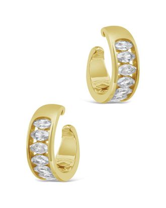 Sterling Forever 14K Plated Cz Mira Cuff Earrings