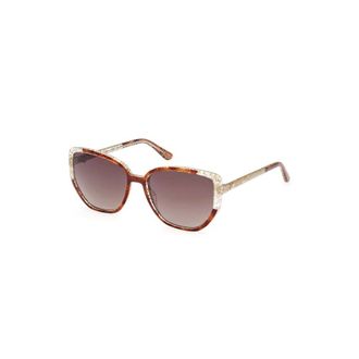 Guess Sunglasses, female, Brown, ONE SIZE, Brown Injected Square Sunglasses with Contrast Details