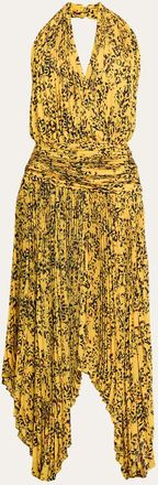 Proenza Schouler Paulina Pleated Halter Handkerchief Maxi Dress