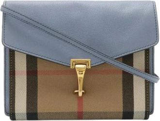 Burberry Pre-owned Macken Canvas Leather Shoulder Bag - Dames - Vintage Schoudertas - Blauw - ONE Size - Leer - Vintage