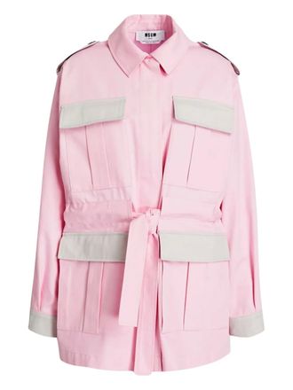 Msgm gabardine pocket jacket - women - Cotton - 40 - Pink