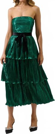 Sugarlips Metallic Strapless Dress In Emerald