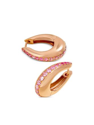 Ananya 18K gold Icon pink sapphire hoop earrings - women - Yellow Gold/Pink Sapphire - One Size