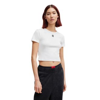 HUGO BOSS Hugo Dames/Dames Logo Katoenen Gewaad T-shirt (Wit)