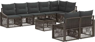 vidaXL Conjunto De Sof&aacute;s De Jard&iacute;n 9 Uds. Gris Rat&aacute;n Sint&eacute;tico Vidaxl