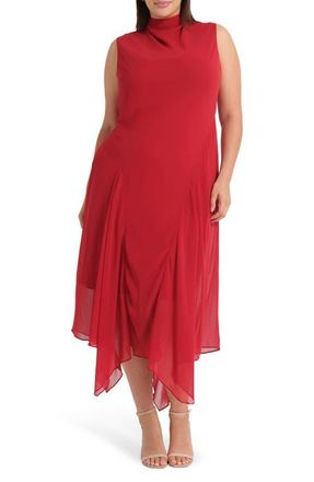 Estelle Holly Handkerchief Hem Midi Dress in Cranberry at Nordstrom, Size 16W