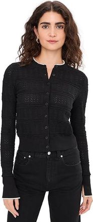 Madewell Solid Everleigh Stitch Cardigan Womens Sweater Black And Ivory Combo : XL (Womens 14-16), Cotton/Elastane/Polyamide