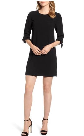 CeCe by Cynthia Steffe Tie Sleeve Shift Dress In Black