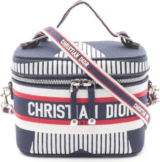 Dior Navy Red Color White Canvas Handbag Weekend Bag (Pre-Owned)