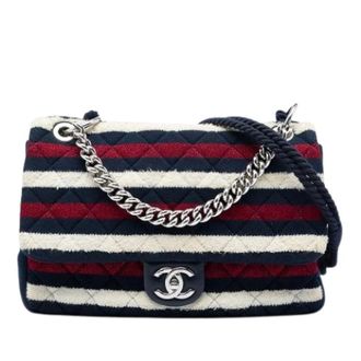 Chanel Pre-owned Quilted Striped Jersey Satchel - Dames - Pre-owned - Veelkleurig - Maat: ONE Size Jersey