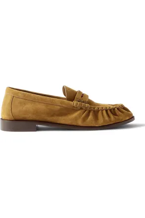 Saint Laurent Le Loafer Monogram Logo-Appliquéd Suede Penny Loafers