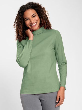 Casual Looks Rollkragenshirt CASUAL LOOKS Rollkragen-Shirt, Damen, Gr. 36, gr&uuml;n (eucalyptus), 95% Baumwolle, 5% Elasthan, unifarben, Shirts Rollkragenshirt