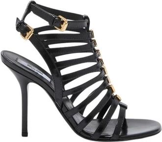 Moschino Schoenen, Dames, Zwart, 38 EU, Leer, Sandalen van Geborsteld Kalfsleer