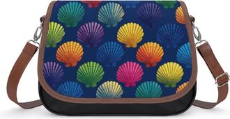 Generic Rainbow Colors Seashell Womens Crossbody Bag Fashion Shoulder Handbags Message Tote Bag with Adjustable Strap