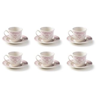 BITOSSI HOME Set of 6 Pcs. - Tea Cup with Saucer Rose Pink