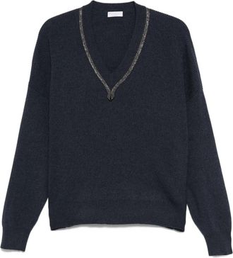 Brunello Cucinelli Top con scollo a V - Blu