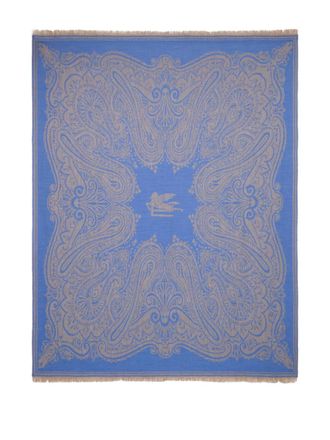 Etro Home logo-jacquard wool throw blanket (180cm x 140cm) - unisex - Wool - OS - Blue