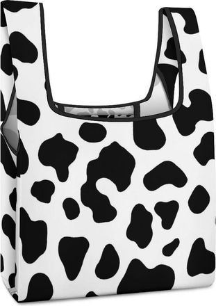 Generic Dalmatian Pattern Reusable Shopping Bags Lightweight Foldable Grocery Bag Polyester Washable Tote Bag