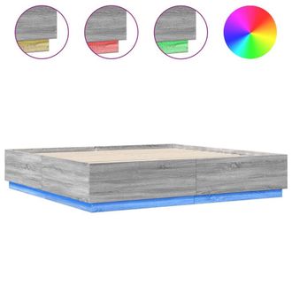 Berkfield Home Bed Frame with LED without Mattress Grey Sonoma 200x200 cm