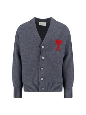 Ami Grey Ami de Coeur V-Neck Cardigan