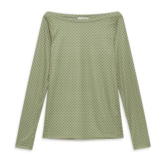 Maliparmi Long Sleeve Tops, female, Green, Size: S Print Jersey T-Shirt