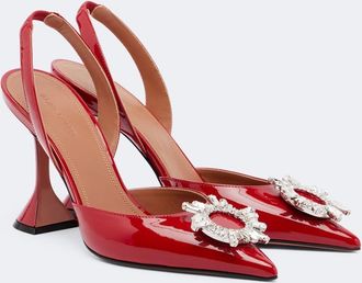 Amina Muaddi Begum embellished leather slingback pumps
