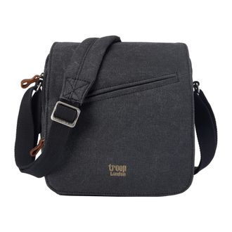 Troop London TRP0238 Classic Canvas Across Body Bag Black Stone Washed