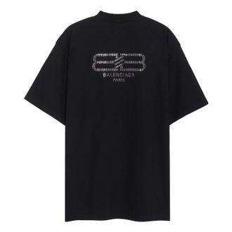 Balenciaga BB Paris Strass T-shirt Medium Fit Black Faded 739784TOVU81055