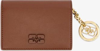 Ganni Sorrel Horse Bou Card Holder With Flap in Brown