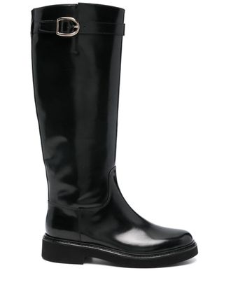 Doucal's buckle-detailed leather boots - Black