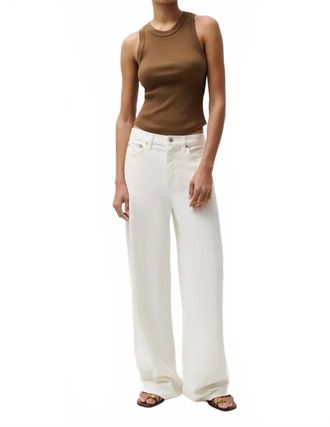 Pistola Denim Sydney High Rise Bowed Linen Wide Jean In Egret