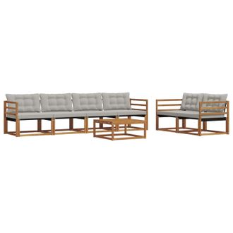vidaXL Conjunto De Sof&aacute;s De Exterior 7 Pcs Gris Natural Y Claro Vidaxl