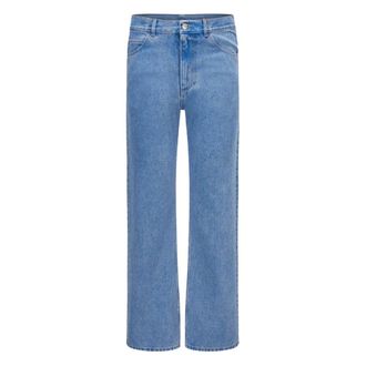 Marni Straight Jeans, male, Blue, Size: W30 Blue Cotton Jeans with Logo Applique