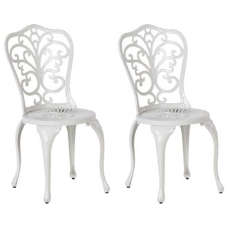 Beliani Beliani - Conjunto De 2 Sillas De Balc&oacute;n Vintage Jard&iacute;n De Aluminio Blanco Crema Triora